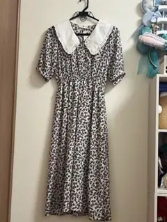 r.p.s 半袖　ワンピース　レトロ　ベージュ　花柄　夏