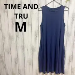 ✨TIME AND TRU ✨【M】ネイビー ノースリーブ ワンピース M