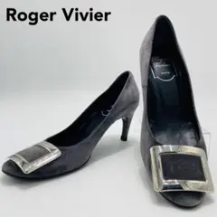 Roger Vivier パンプス プレート スクエアトゥ スエード 36