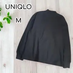 UNIQLO ブラッシュドジャージーモックネックTシャツ　黒　M
