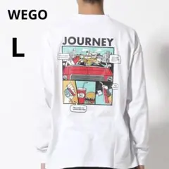 美品 WEGO メンズ L ホワイト ロゴプリントBIG ロンT 長袖 Tシャツ