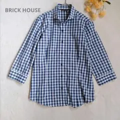 ◆美品◆BRICK HOUSE/ギンガムチェック柄シャツ【M】七分袖　ブルー