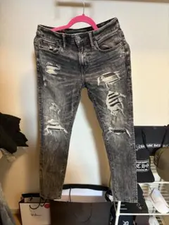 AMERICAN EAGLE ダメージデニムパンツ グレー