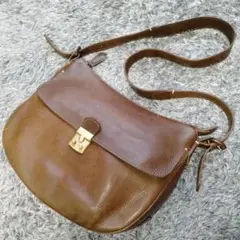 【激レア】genten ショルダーバッグ 金具 トスカ シボ革 ブラウン