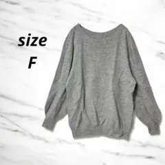 長袖ニット トップス グレー 薄手 無地 アンゴラ カシミヤ(Ｆ)
