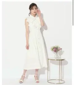 新品タグ付き ウィルセレクション リボンタイタックウエストシャツワンピース 白