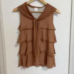 PUPULA フリルトップス　ブラウン⭐︎美品
