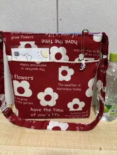 英字、花柄ワンハンドルショルダーバッグ
