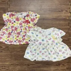 花柄　半袖トップス2枚セット