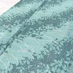 夏着物 絽 可愛い色味にリーフ柄 洗える 着物 化繊 広衿 RK-5714
