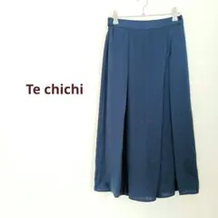 Techichi テチチ　スカート風　ガウチョパンツ　タックプリーツ　ゴム　紺色
