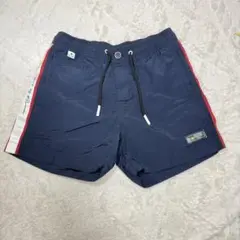 ネイビー水着 サイド赤ストライプ