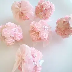 ◎ ローズ×蝶々×リボンビーズ（ラメピンク）　カスタムボールペン対応