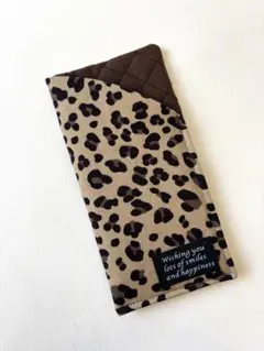 ハンドメイド　メガネケース　ヒョウ柄　ブラウン