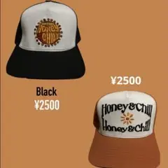 【セット】Honey & Chill キャップ ブラック/ブラウン