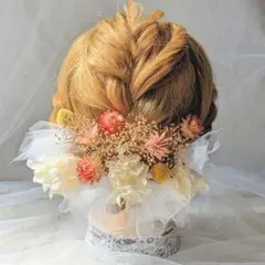 結婚式 髪飾り ドライフラワー ウェディング ヘアアクセサリー チュール