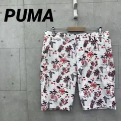 PUMA プーマ ハーフパンツ ショートパンツ 総柄 メンズ XL 白 赤