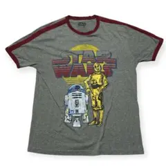 送料込　USA古着 スターウォーズ リンガーTシャツ グレー キャラクター