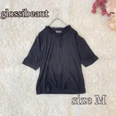 ●glossibeaut フリルネックブラウス（M）黒　式典　華やか　セレモニー