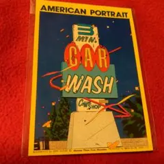 鈴木英人ステッカー／アメリカンポートレート MIN CAR WASH　昭和レトロ