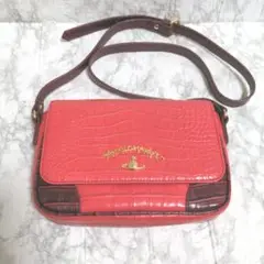 美品 ヴィヴィアンウエストウッド ショルダーバッグ クロコ 赤 ピンク 鑑定済み