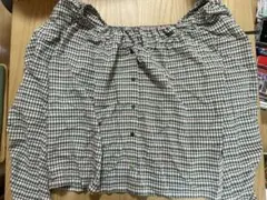 長袖チェック柄シャツ サイズフリー　グリーン　ピンク　オフショル