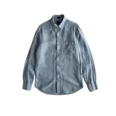 【希少】J.CREW 最高級アイリッシュリネン100% 長袖シャツ 水色 M相当