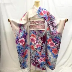 【振袖45】着物 振袖 正絹 袷 着物 椿 単品販売