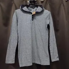 ●rough●ラフ●長袖●Ｔシャツ●フード付き●ボーダー●ねこ●刺繍●