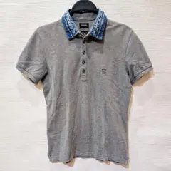 ★ゲリラセール★★別注★DIESEL デニム襟 ポロシャツ グレー XS