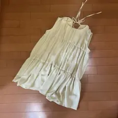 ライトイエローノースリーブチュニック　リボン付き