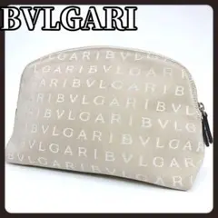 極美品　BVLGARI　ブルガリ　ロゴ　ポーチ　ベージュ　バッグインバッグ