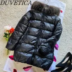 【美品】DUVETIC ロングダウンコート ラクーンファー ブラック 42