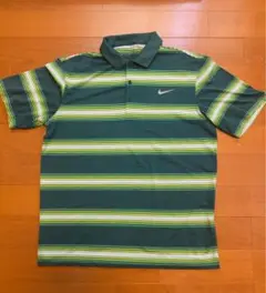 Nike Dri-FIT 緑 ストライプ ポロシャツ