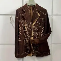 PRADA プラダ 一重仕立てシルク100%のブラウン色テーラードジャケットL