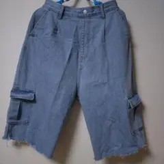 カーゴショートパンツリメイク　ライトブルー