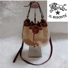 IL BISONTE イルビゾンテ ハンドバッグ ショルダーバッグ レザー 麻