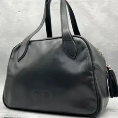 極美品✨クリスチャンディオール オールレザー フリンジ ハンドバッグ ロゴ刻印