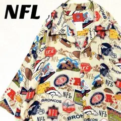 NFL アロハシャツ 開襟 オープンカラー 総柄 フットボールチーム 柄シャツ