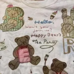 レディース　Tシャツ アップリケ　手刺繍　クマ　Mサイズ　綿100%