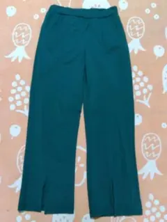 裾スリット　パンツ　グリーン　150