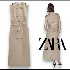 ZARA ザラ　トレンチノースリーブ背中開きロングワンピース