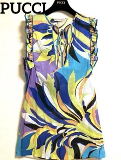 EMILIO PUCCI エミリオプッチ◆カフタンチュニック38美品　寒色系 EMILIO PUCCI エミリオプッチ◇カフタンチュニック38美品 寒色系