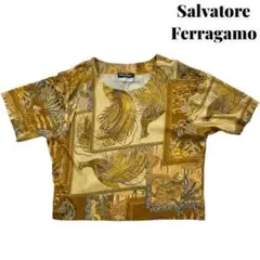 【美品】サルヴァトーレ フェラガモ コットン 総柄 半袖 Tシャツ カットソー