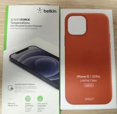 iPhone12 Pro レザーケース & belkin ガラスフィルム