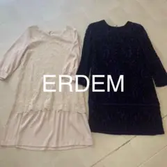 ERDEM ワンピース パープル ベージュ パーティ オフィス