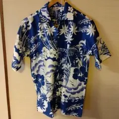 アロハシャツ Lサイズ 青白