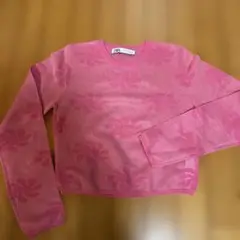 ZARA ピンク 花柄 シースルーニット