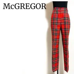 ✴️美品✴️ マックレガー チェック 総柄 ウール 起毛 ストレートパンツ 赤