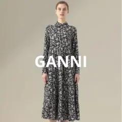 美品【GANNI】 ガニー レーヨン フラワープリント ワンピース